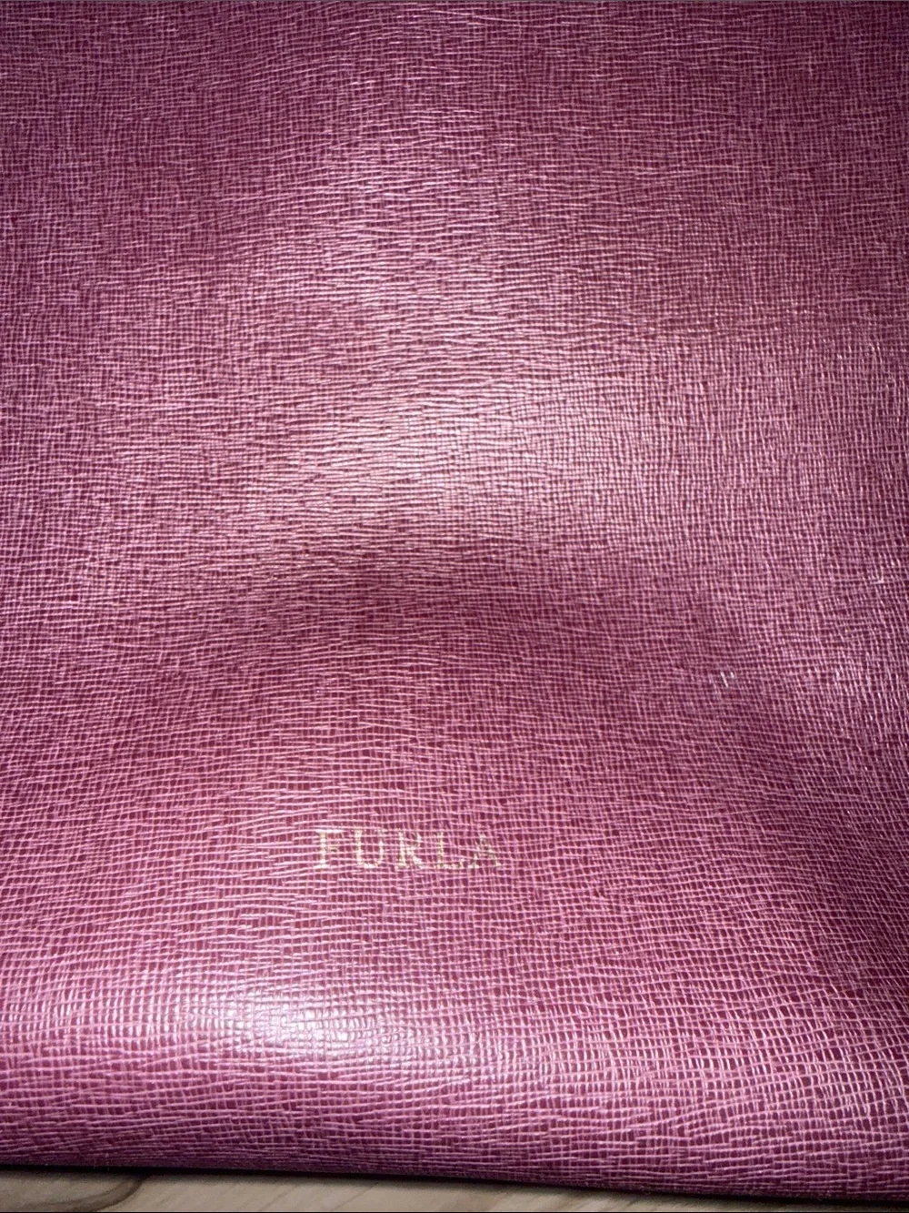 Furla Plum Leather Tote with Gold Hardware